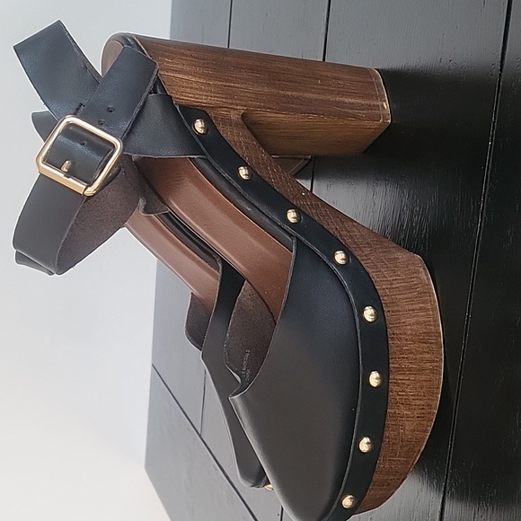 Mossimo Supply Co Chunky Black Wooden Heels size 6.5 - Picture 5 of 11